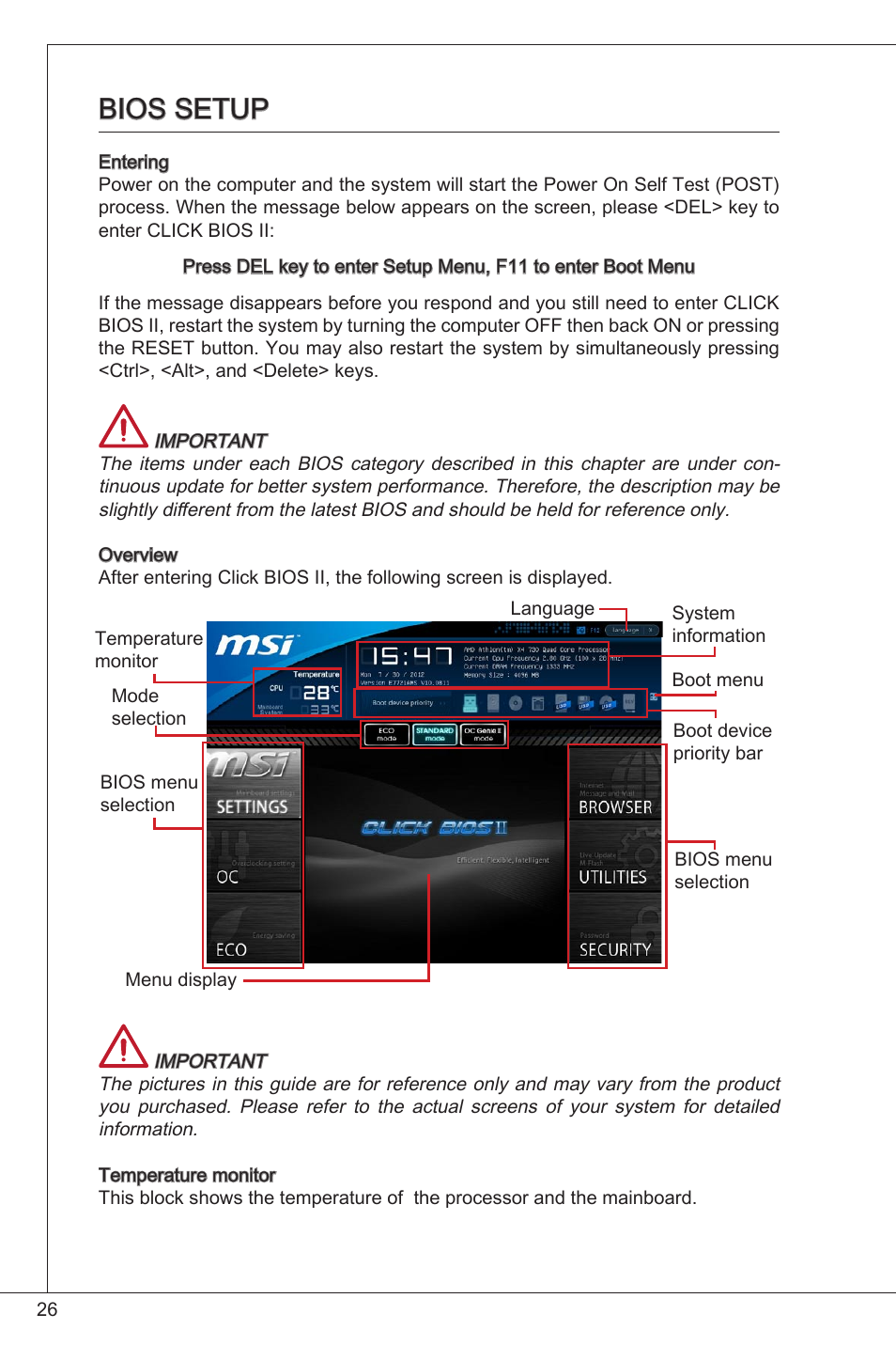 Bios setup | MSI FM2-A55M-E33 User Manual | Page 26 / 204