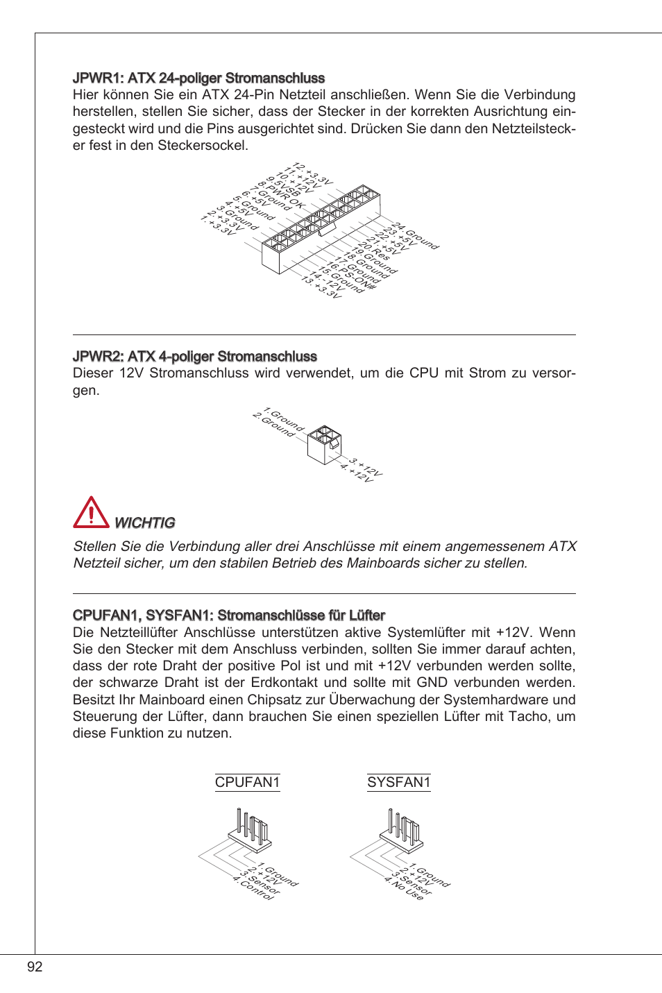 Cpufan, Sysfan | MSI FM2-A55M-E33 User Manual | Page 92 / 204