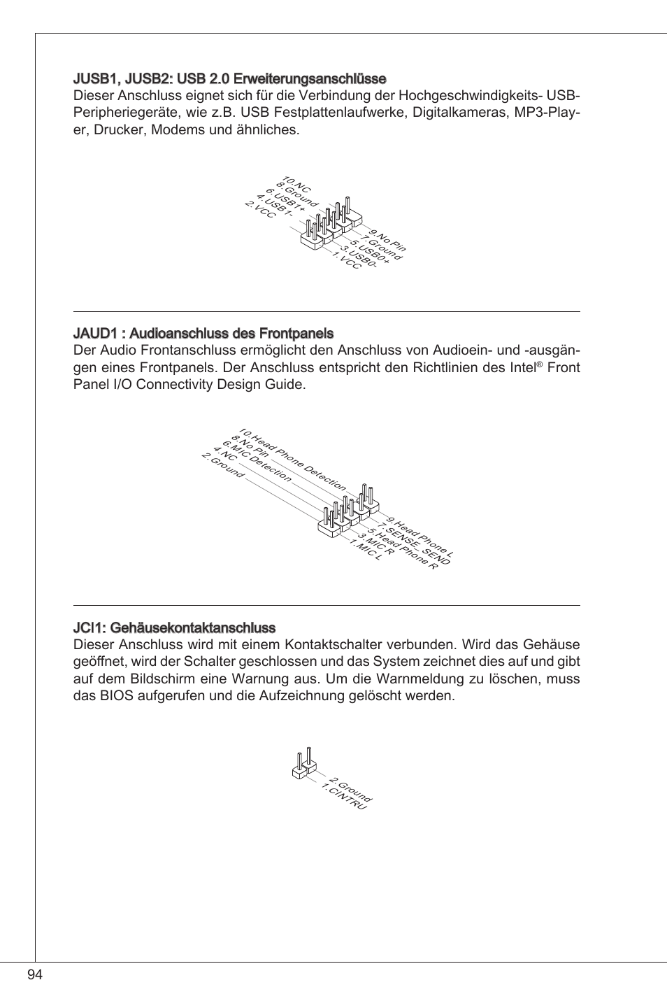 Front panel i/o connectivity design guide | MSI FM2-A55M-E33 User Manual | Page 94 / 204