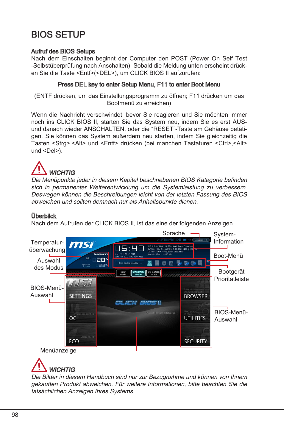 Bios setup | MSI FM2-A55M-E33 User Manual | Page 98 / 204