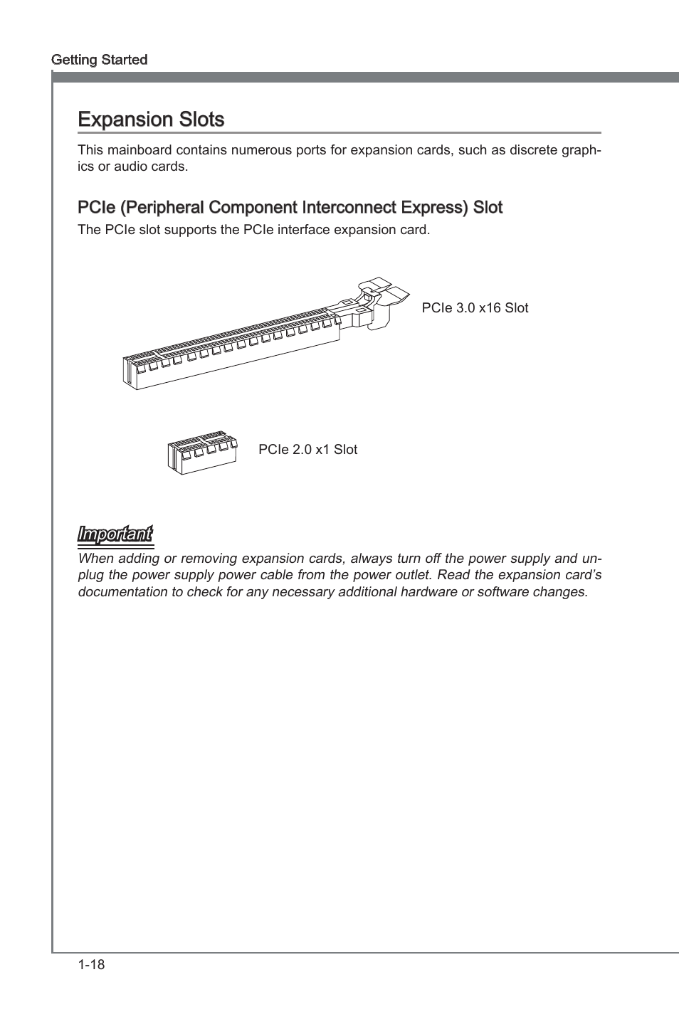 Expansion slots, Expanson slots -18, Expanson slots | Important | MSI Z77A-GD65 User Manual | Page 28 / 94