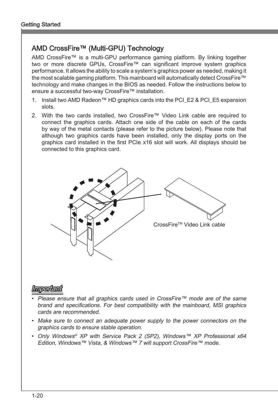 Amd crossfre™ (mult-gpu) technology, Important | MSI Z77A-GD65 User Manual | Page 30 / 94