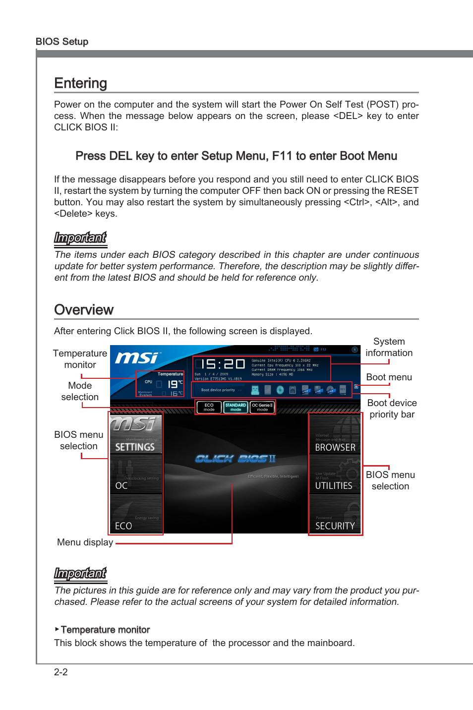 Entering, Overview, Enterng -2 overvew -2 | Enterng, Overvew, Important | MSI Z77A-GD65 User Manual | Page 50 / 94