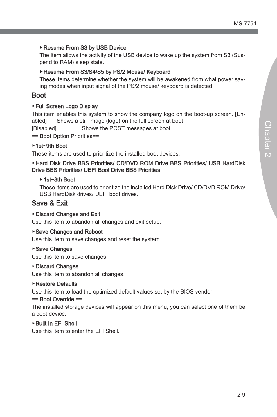 Chapter 2, Boot, Save & ext | MSI Z77A-GD65 User Manual | Page 57 / 94