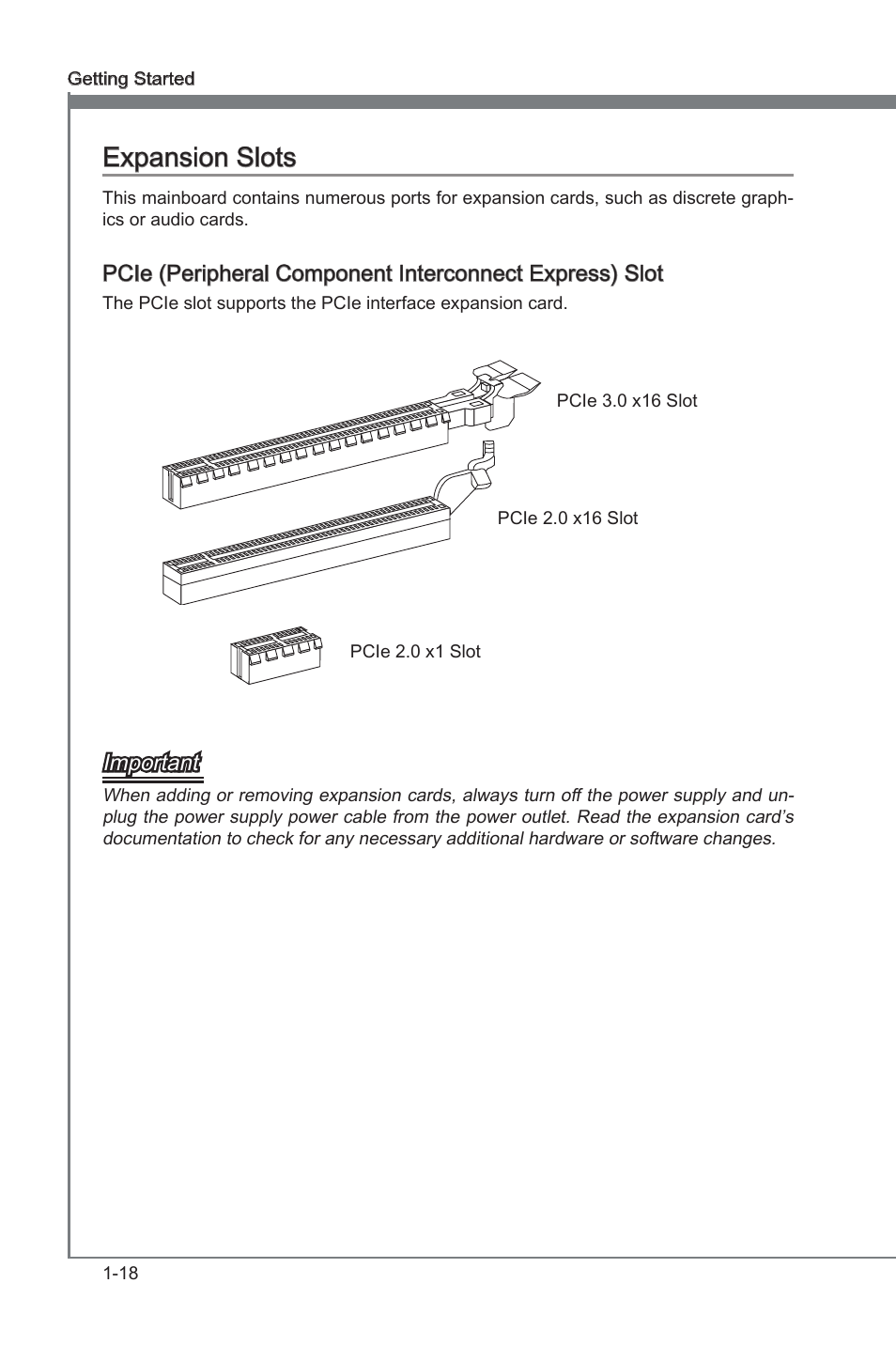 Expanson slots -18, Expanson slots, Important | MSI Z77A-GD55 User Manual | Page 28 / 90