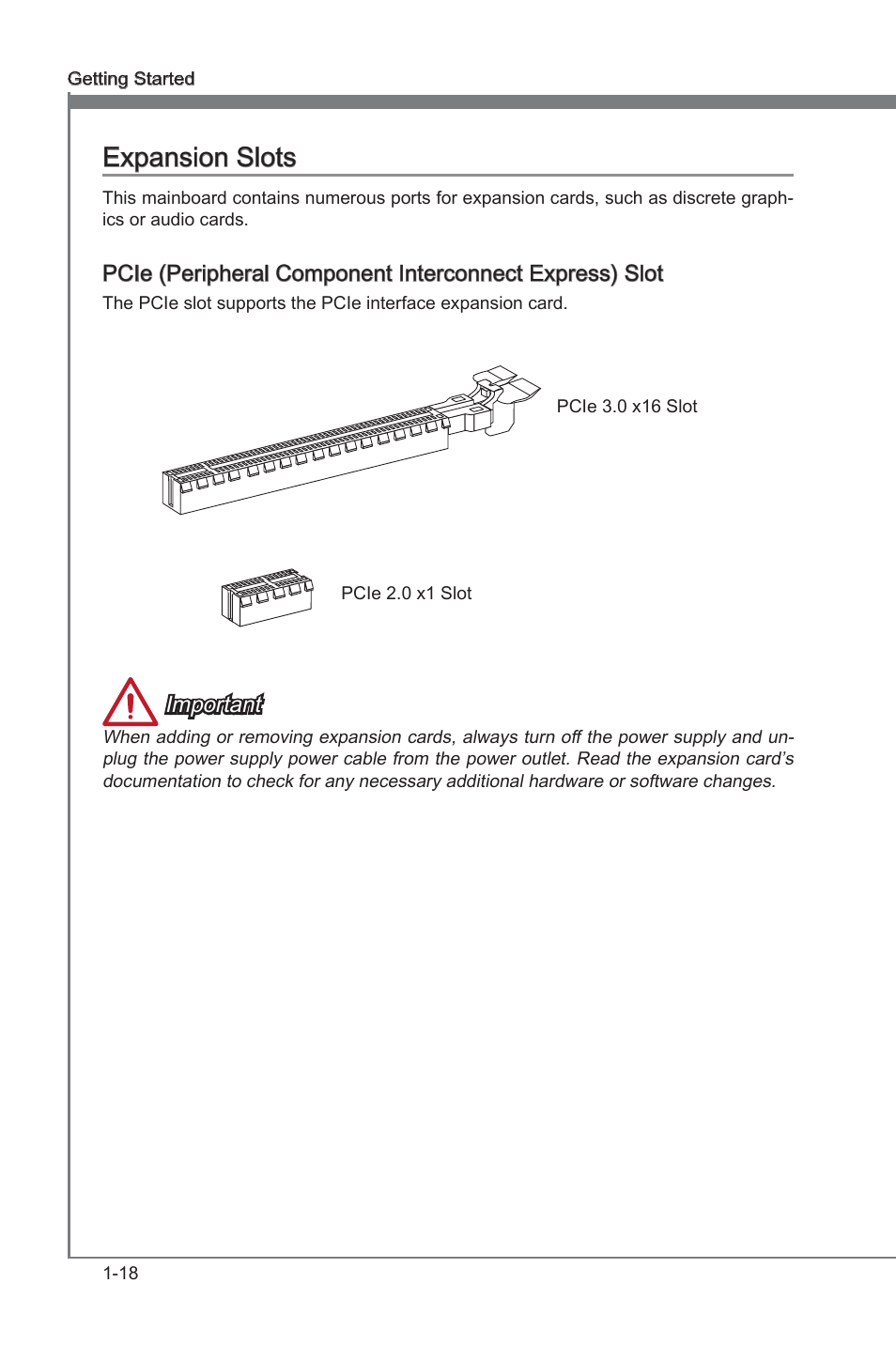 Expanson slots -18, Expanson slots, Important | MSI Z77A-G45 Thunderbolt User Manual | Page 30 / 96