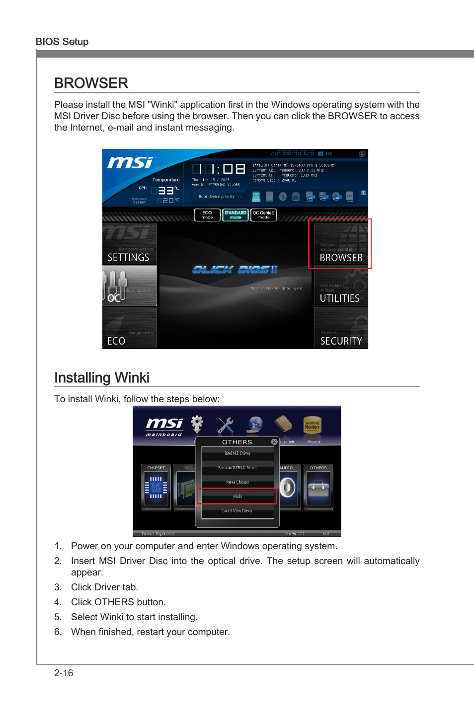 Browser -16 installng wnk -16, Browser, Installng wnk | MSI Z77MA-G45 User Manual | Page 54 / 80