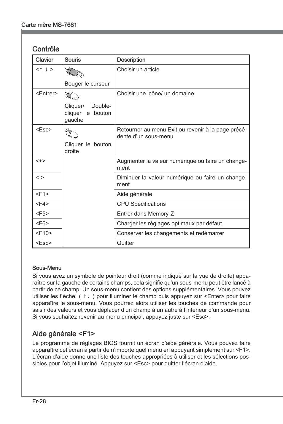 Contrôle, Ade générale <f1 | MSI P67A-GD53 (B3) User Manual | Page 110 / 154