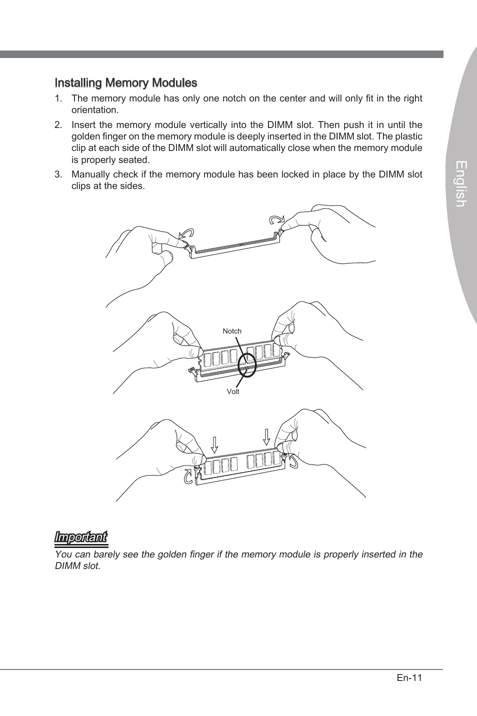 Engl sh, Important | MSI P67A-GD53 (B3) User Manual | Page 21 / 154