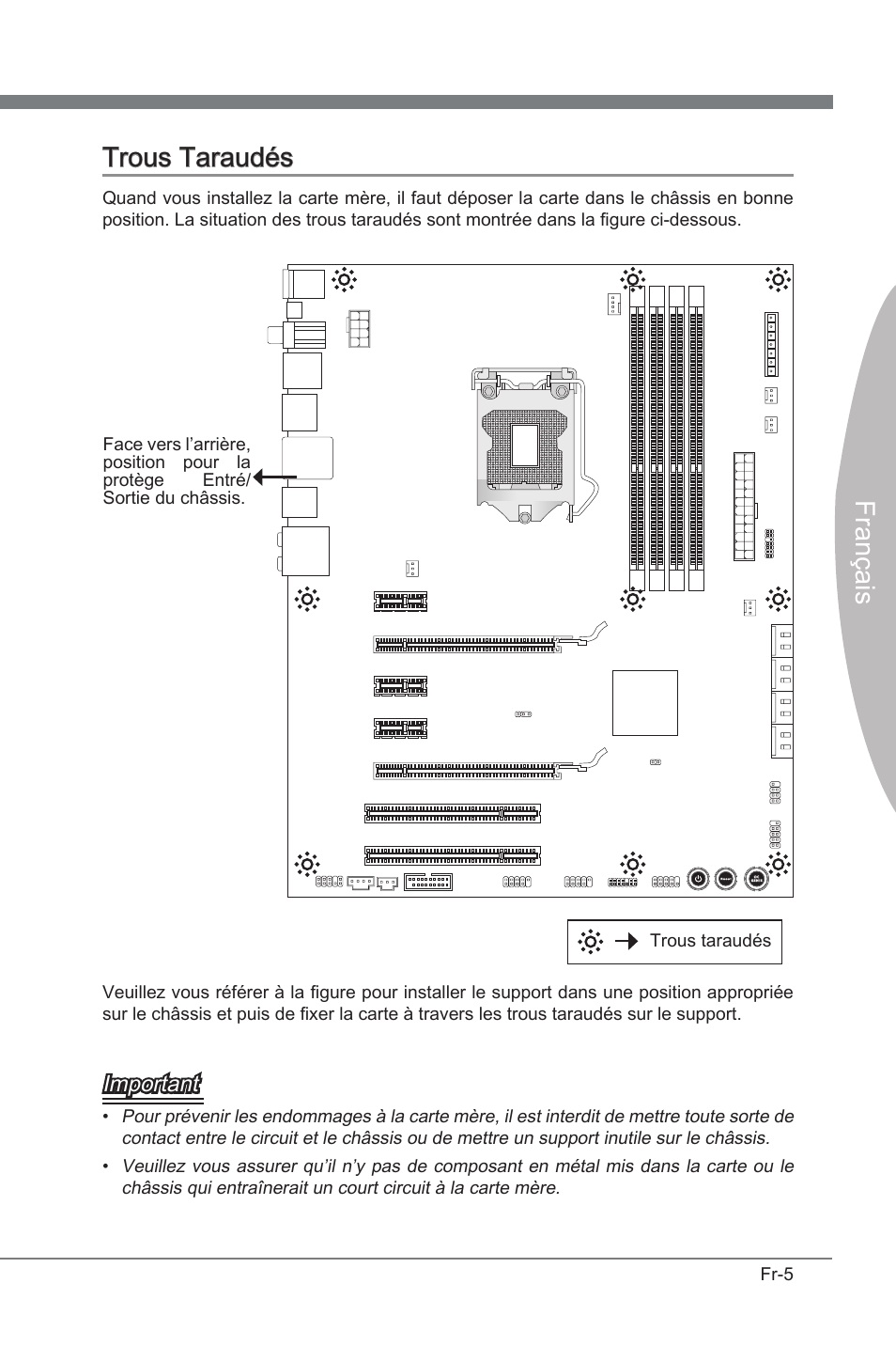Trous taraudés, França s trous taraudés | MSI P67A-GD53 (B3) User Manual | Page 87 / 154