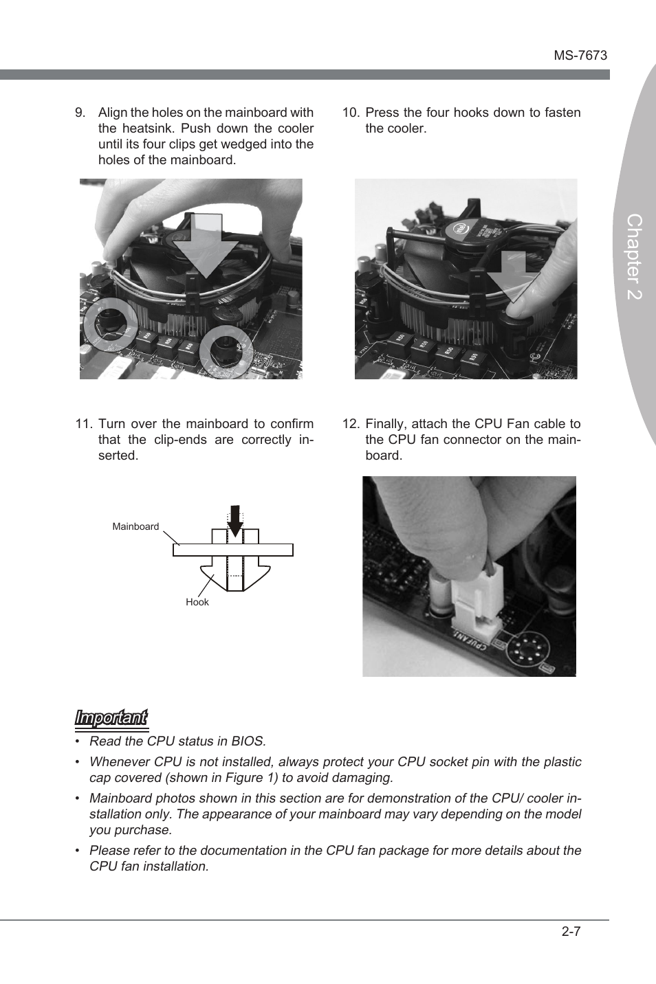 Chapter 2, Important | MSI P67A-C43 (B3) User Manual | Page 23 / 82
