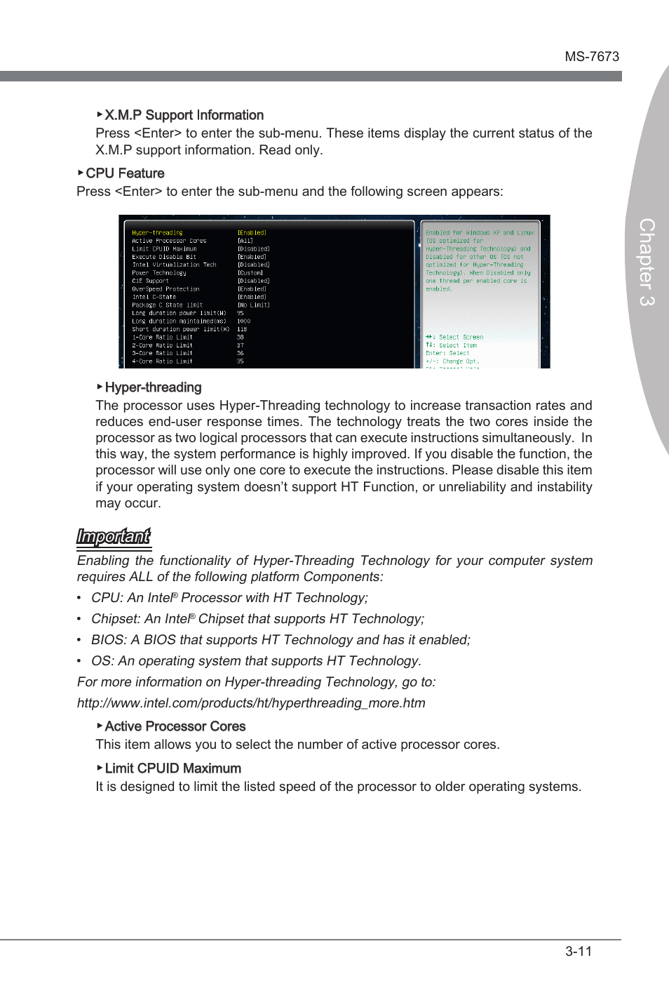 Chapter 3, Important | MSI P67A-C43 (B3) User Manual | Page 51 / 82