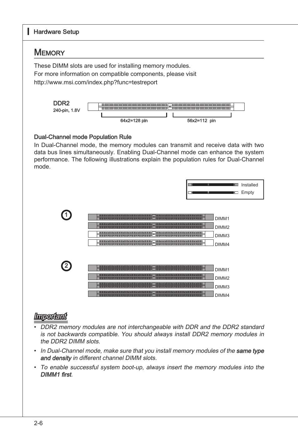 Memory, Memory -6, Important | MSI 785GT-E63 User Manual | Page 22 / 106