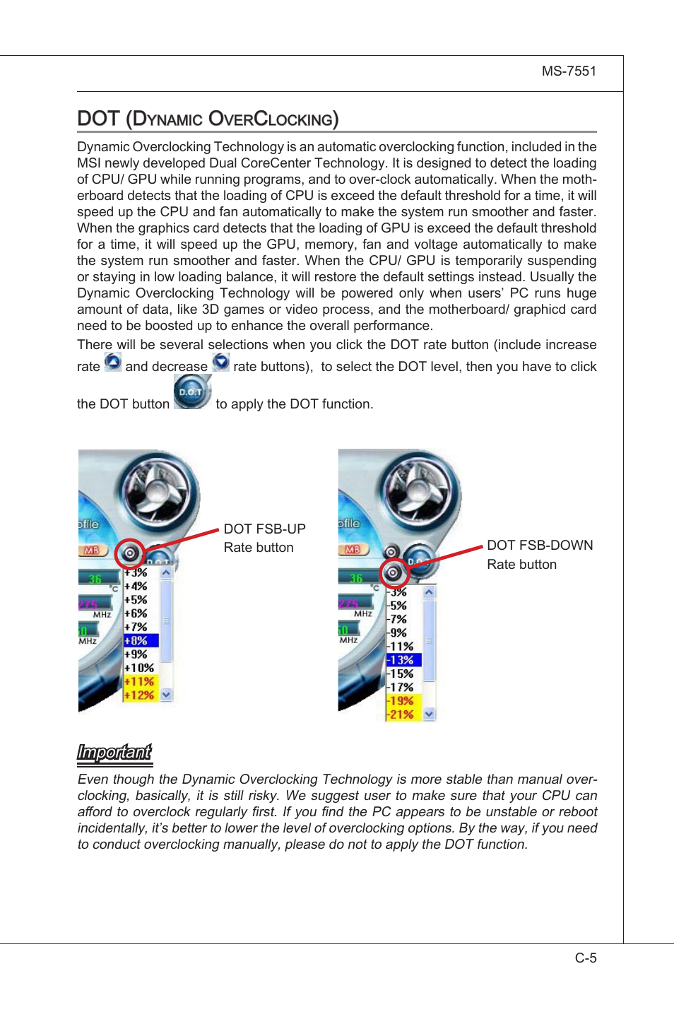 Dot (dynamic overclocking), Dot (d, Important | MSI 785GT-E63 User Manual | Page 99 / 106