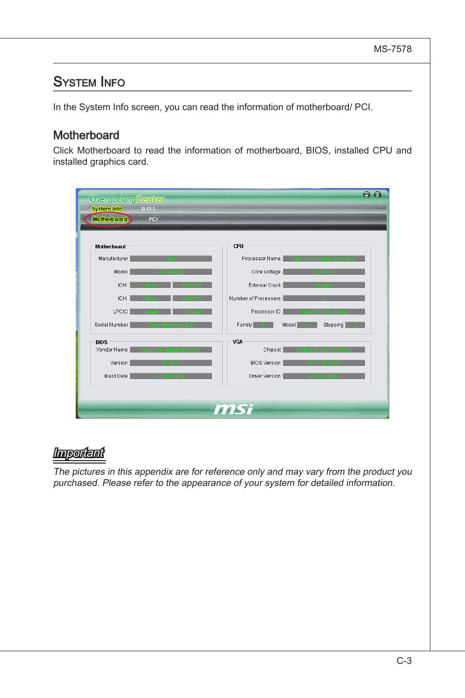 System info | MSI NF750-G55 User Manual | Page 111 / 116