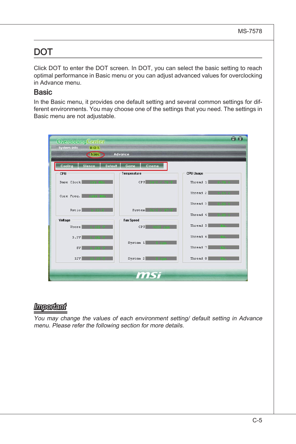 Basc, Important | MSI NF750-G55 User Manual | Page 113 / 116