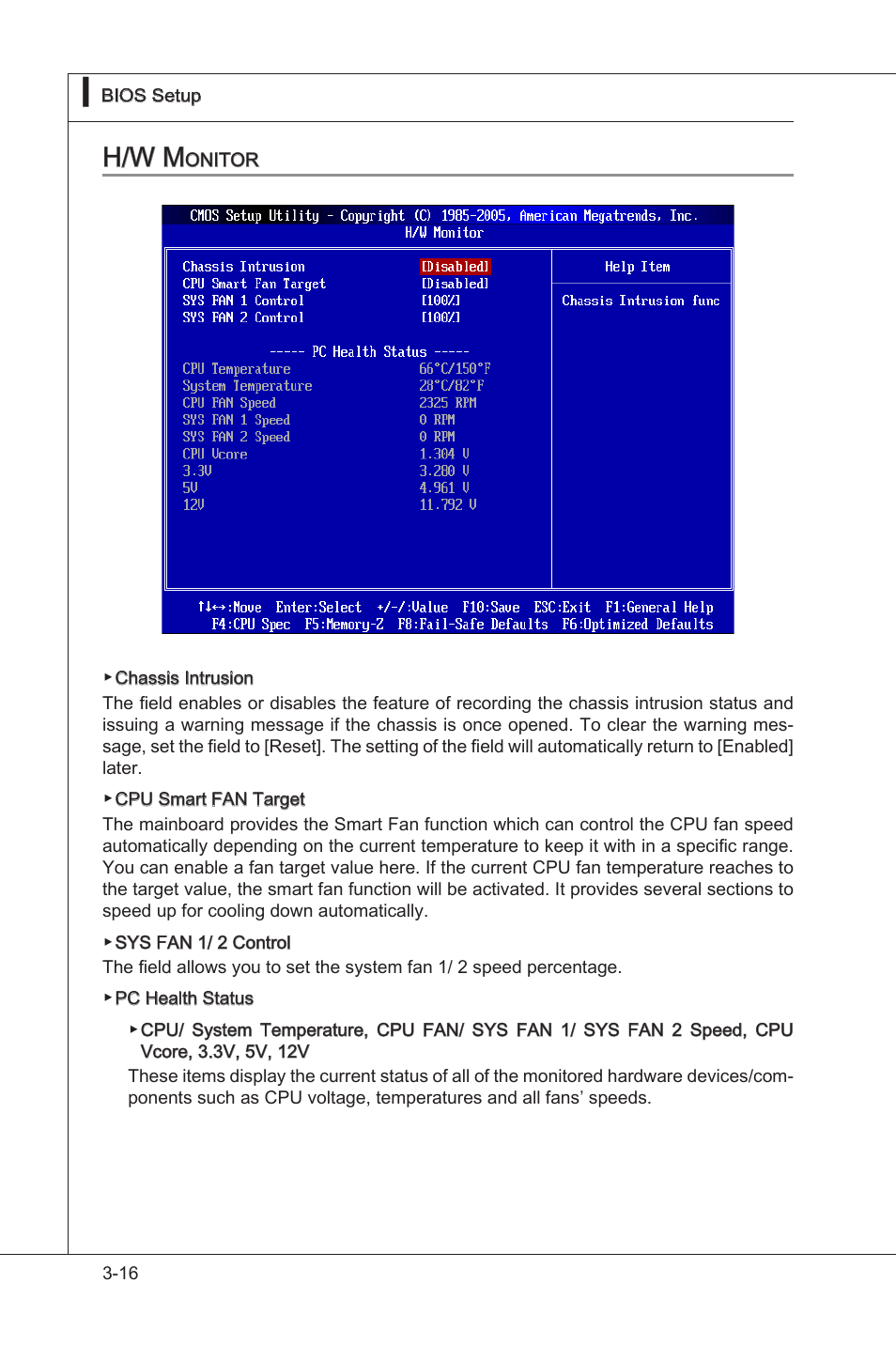 H/w monitor, H/w montor -16, H/w m | MSI NF750-G55 User Manual | Page 56 / 116