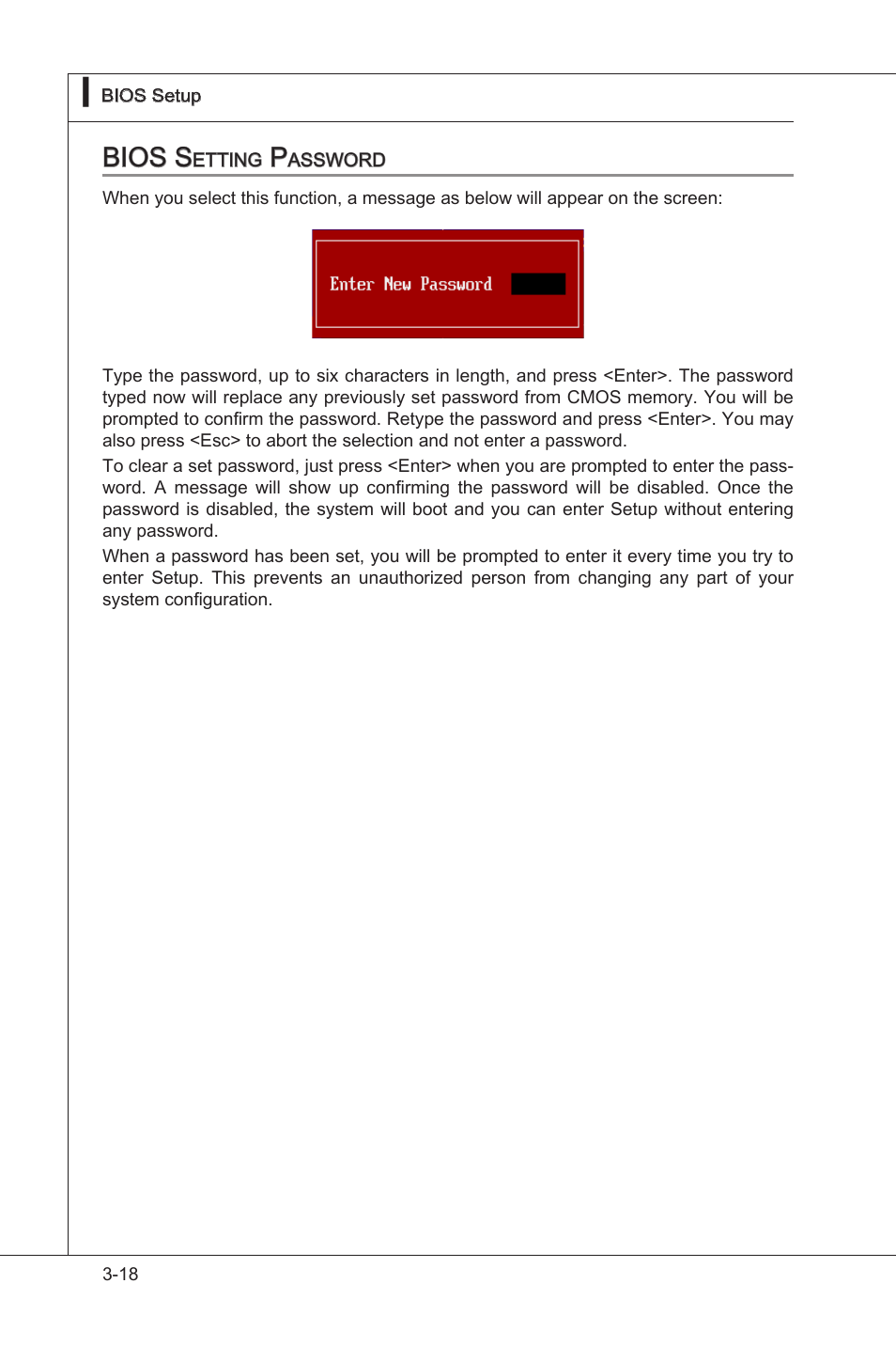 Bios setting password, Bios settng password -18, Bios s | MSI NF750-G55 User Manual | Page 58 / 116