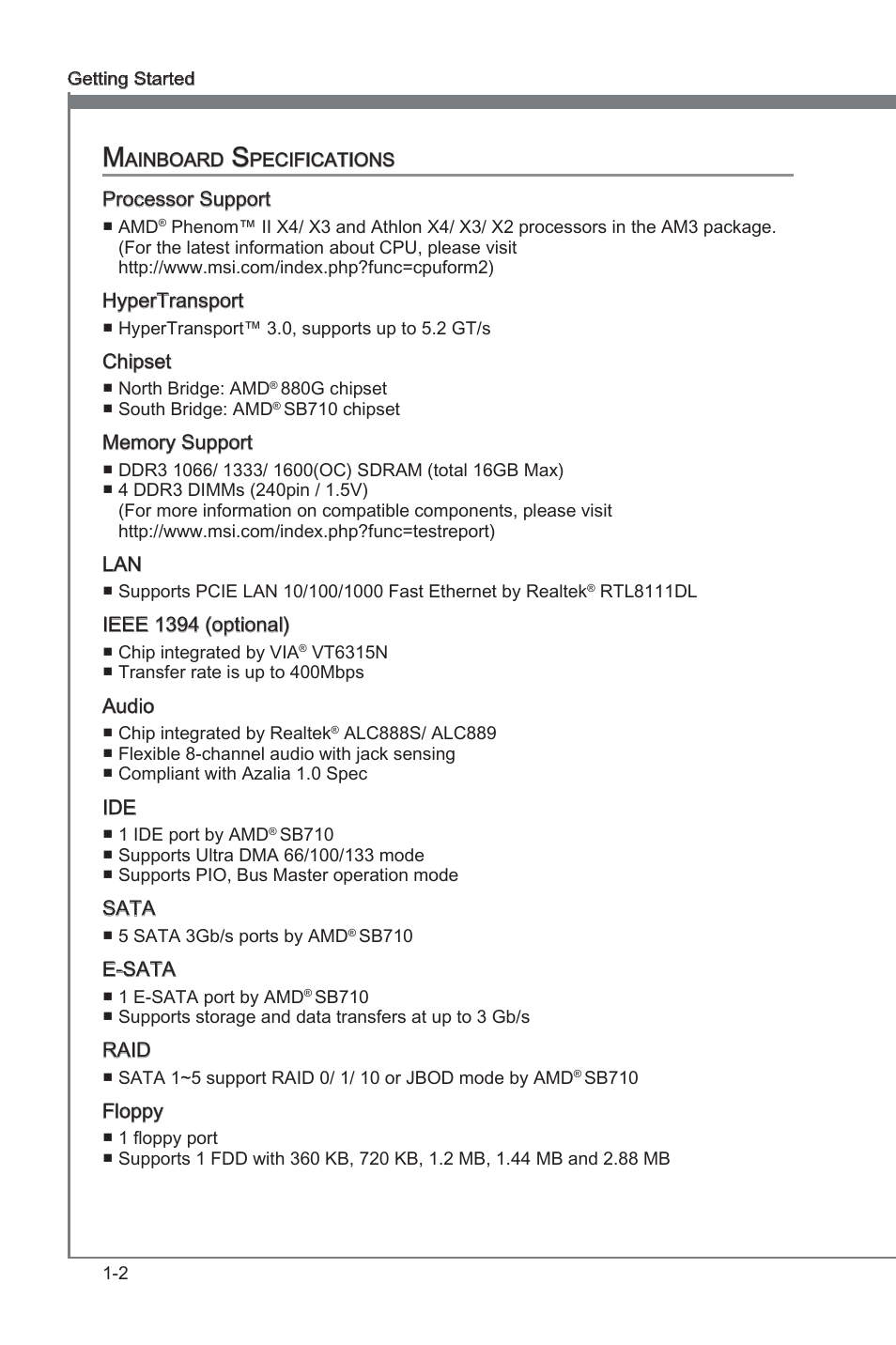 MSI 880G-E45 User Manual | Page 12 / 96