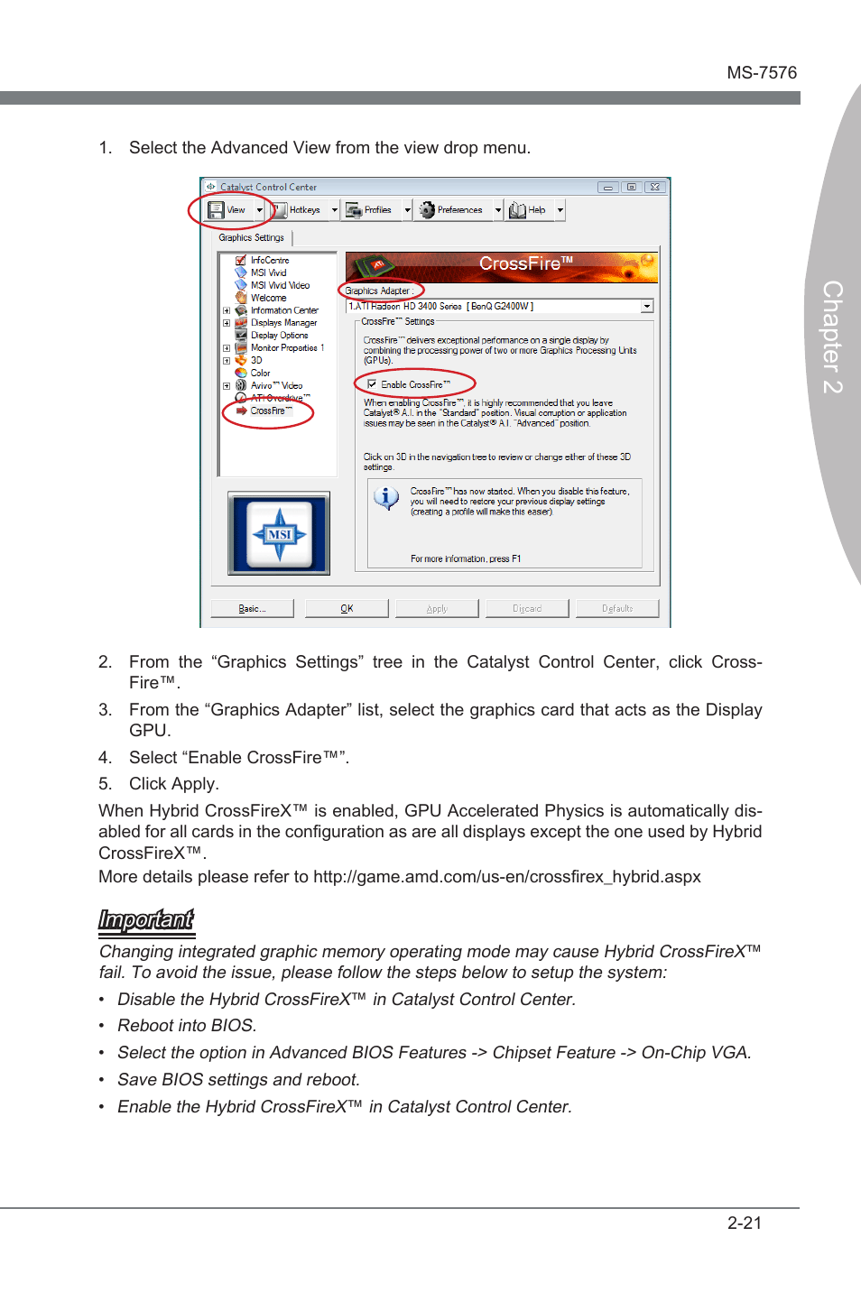 Chapter 2, Important | MSI 880G-E45 User Manual | Page 37 / 96