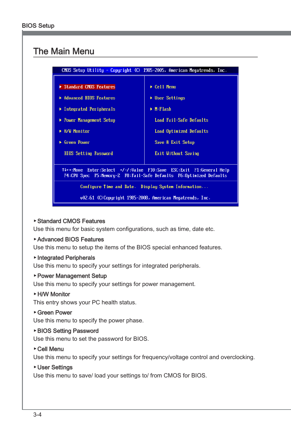 The main menu -4, The main menu | MSI 880G-E45 User Manual | Page 44 / 96