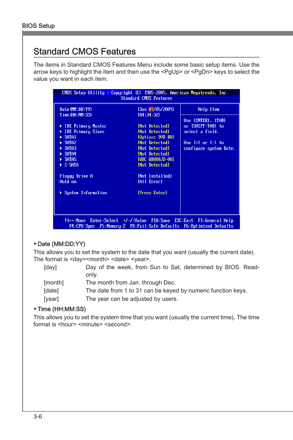 Standard cmos features -6, Standard cmos features | MSI 880G-E45 User Manual | Page 46 / 96