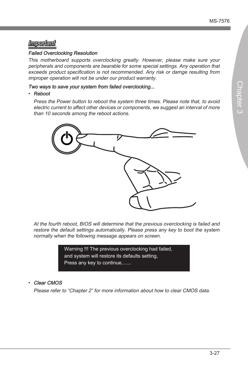 Chapter 3, Important | MSI 880G-E45 User Manual | Page 67 / 96