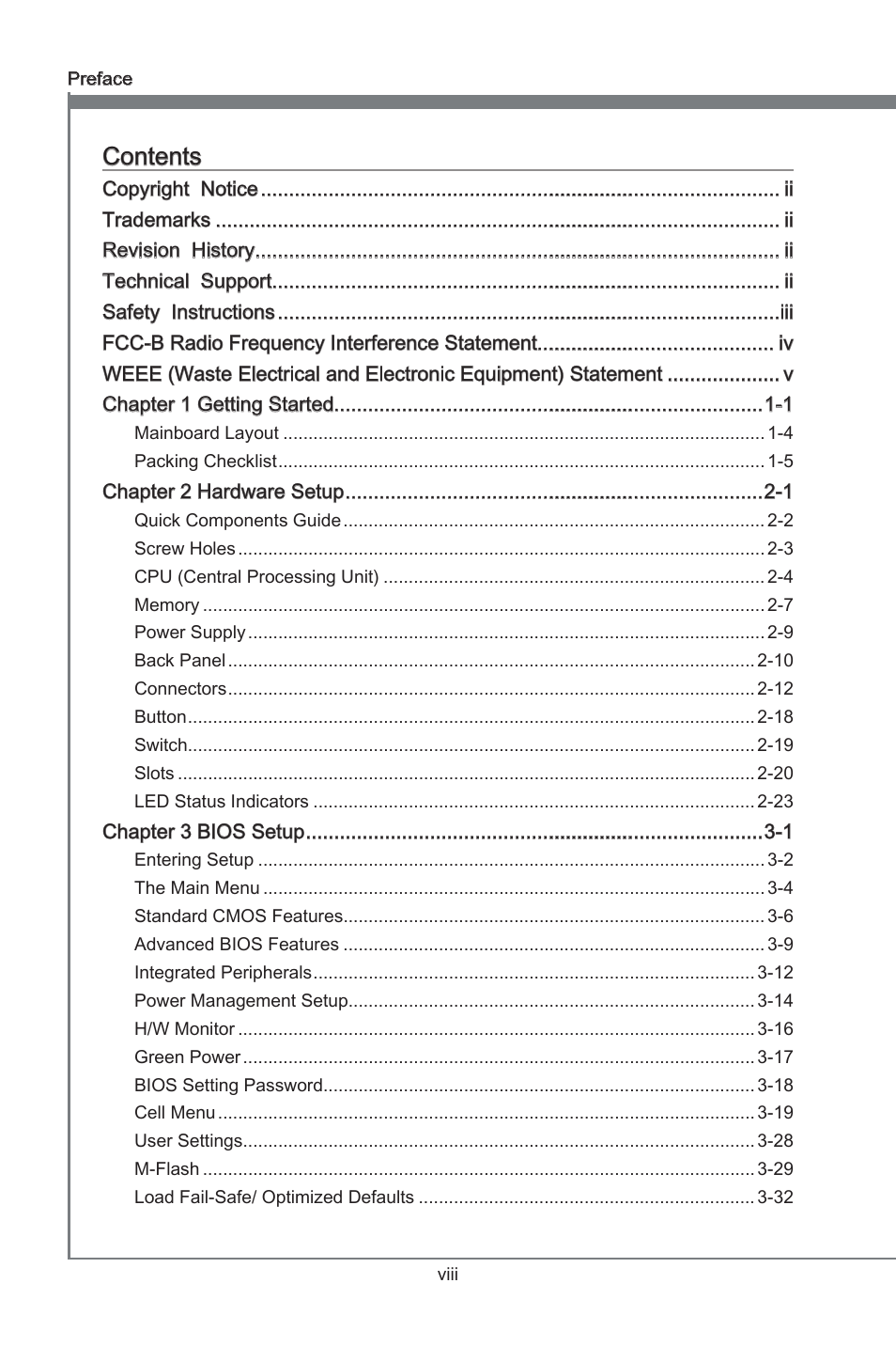 Preface | MSI 880G-E45 User Manual | Page 8 / 96