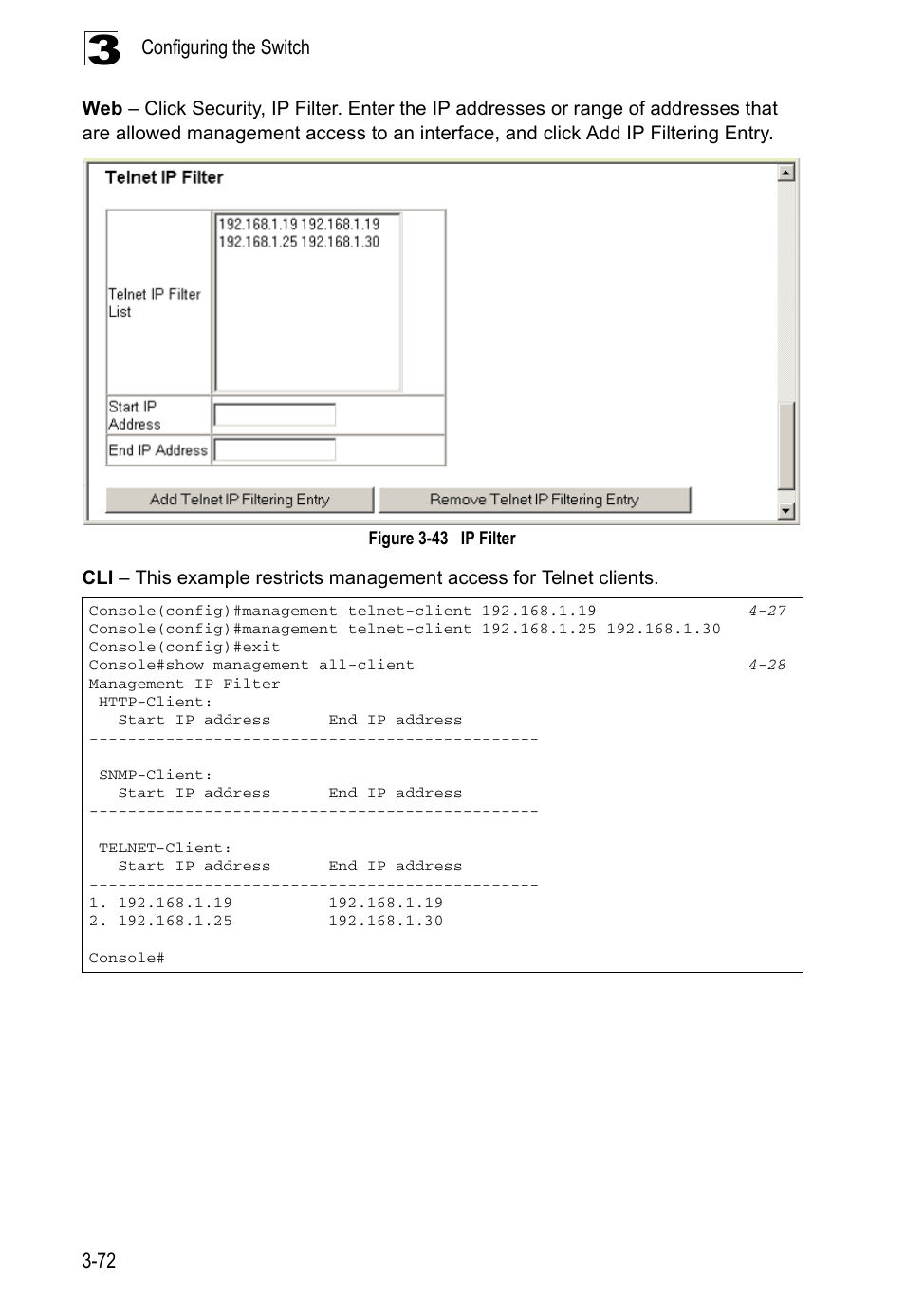 Figure 3-43, Ip filter | Accton Technology ES5508 User Manual | Page 112 / 446