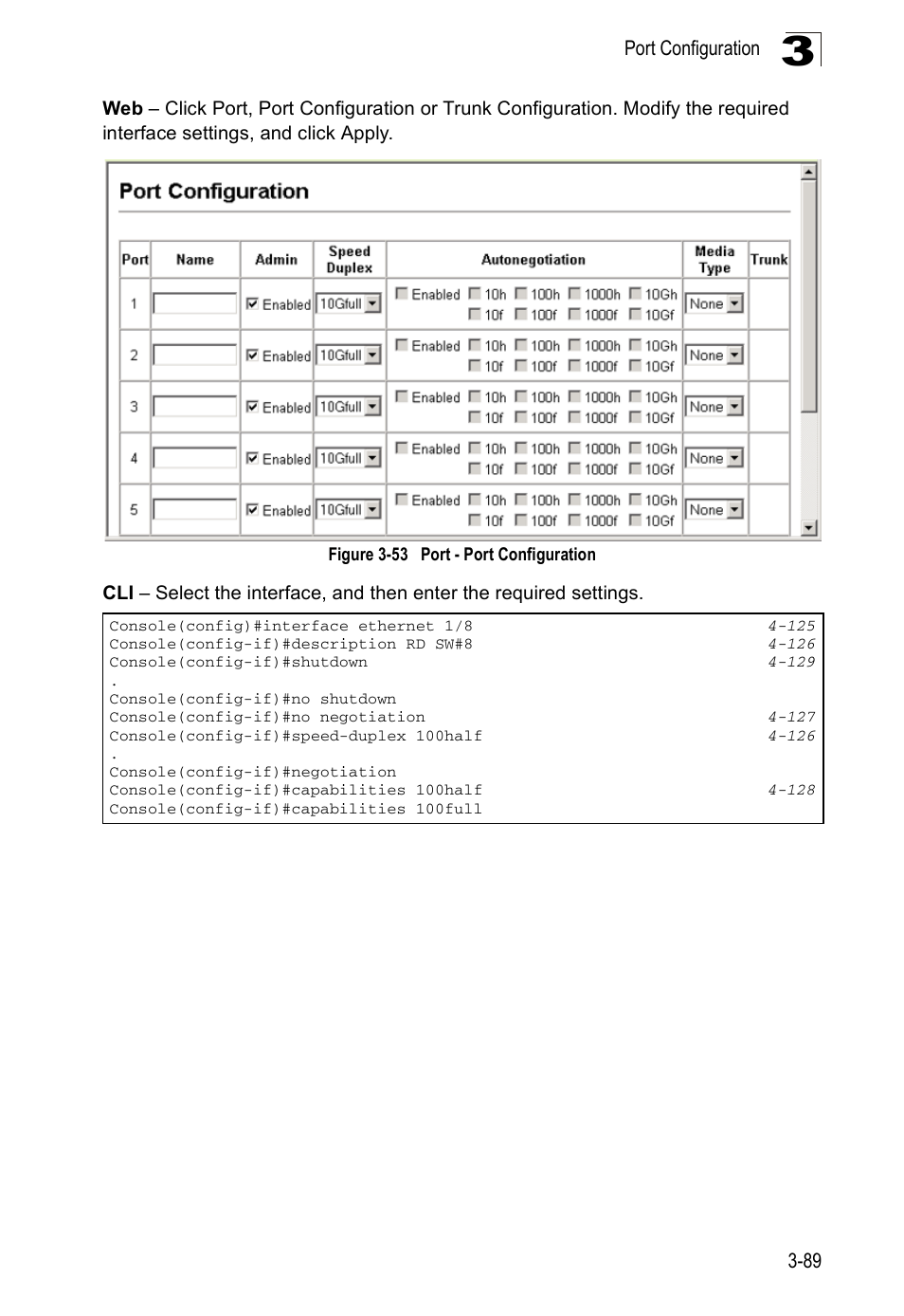 Figure 3-53, Port - port configuration | Accton Technology ES5508 User Manual | Page 129 / 446