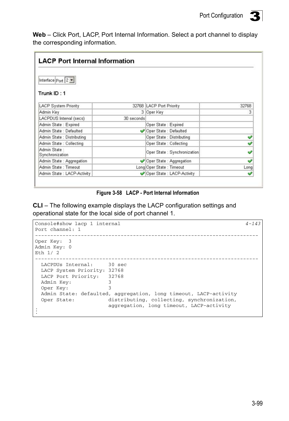 Figure 3-58, Lacp - port internal information | Accton Technology ES5508 User Manual | Page 139 / 446