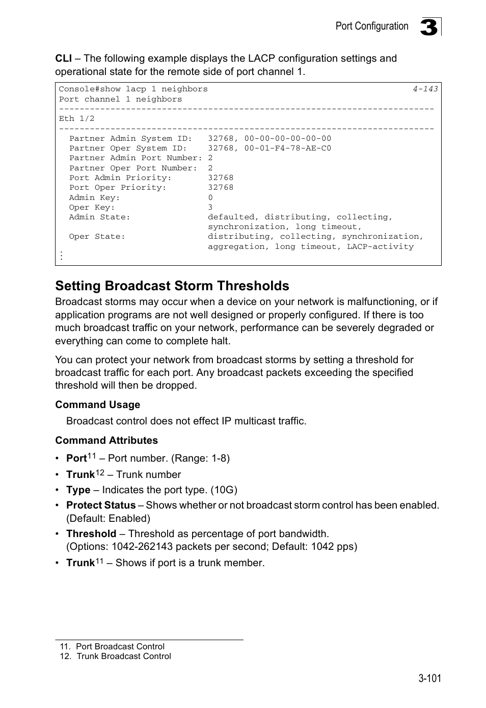 Setting broadcast storm thresholds | Accton Technology ES5508 User Manual | Page 141 / 446