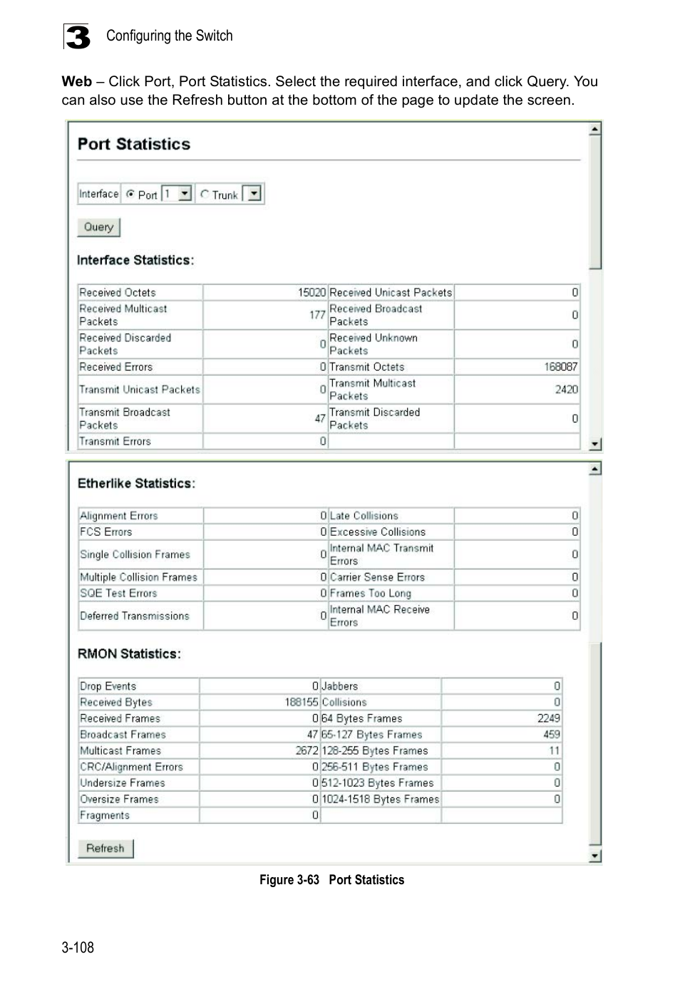 Figure 3-63, Port statistics | Accton Technology ES5508 User Manual | Page 148 / 446