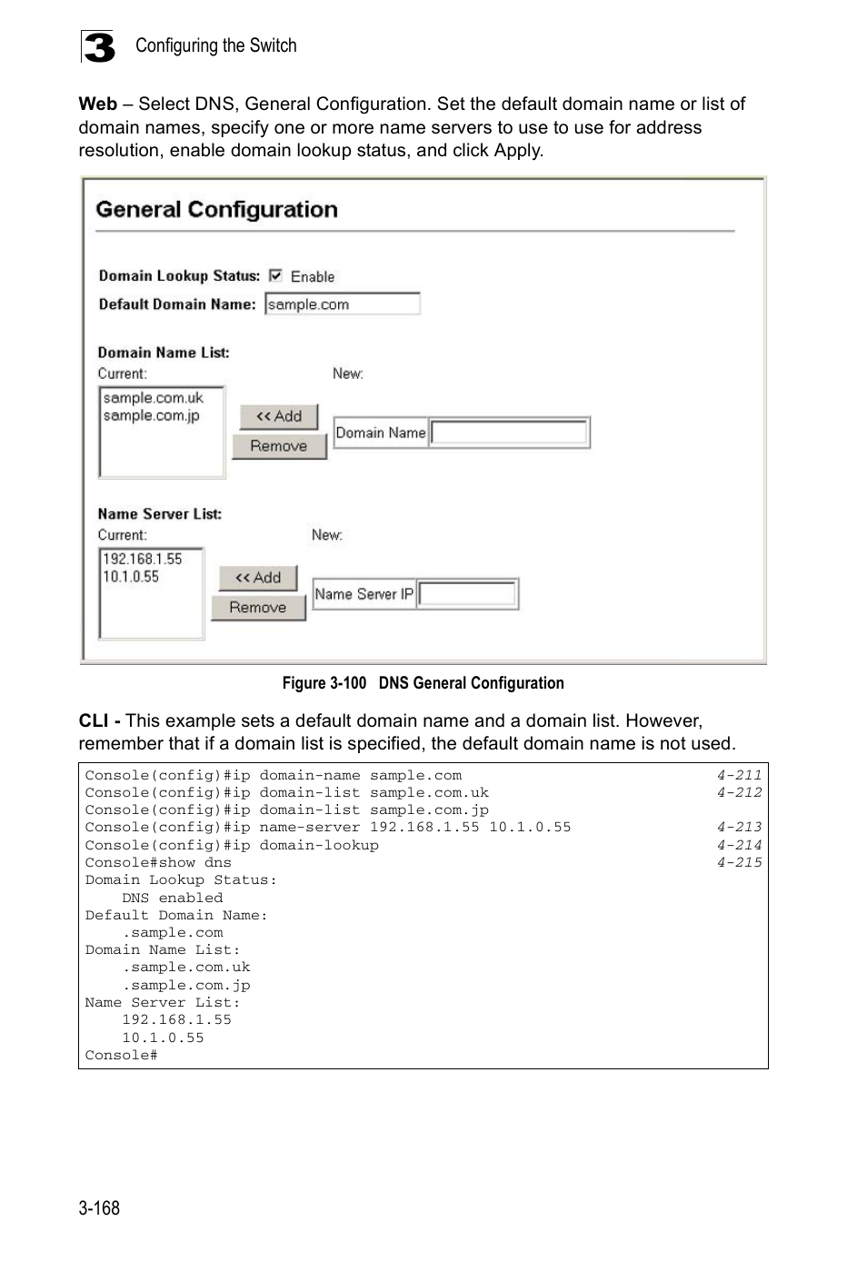 Figure 3-100 dns general configuration | Accton Technology ES5508 User Manual | Page 208 / 446