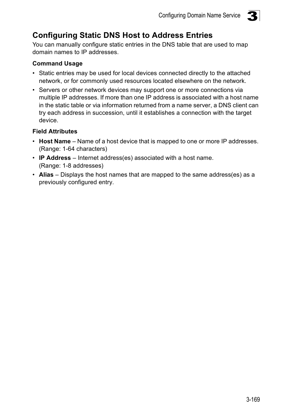 Configuring static dns host to address entries | Accton Technology ES5508 User Manual | Page 209 / 446