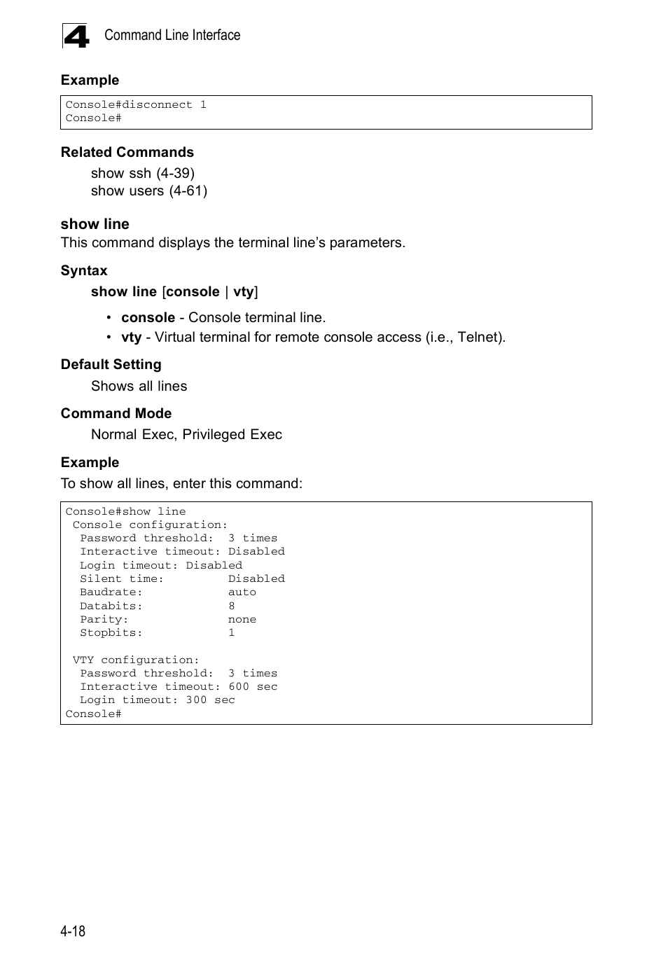 Show line, Show line (4-18) | Accton Technology ES5508 User Manual | Page 230 / 446