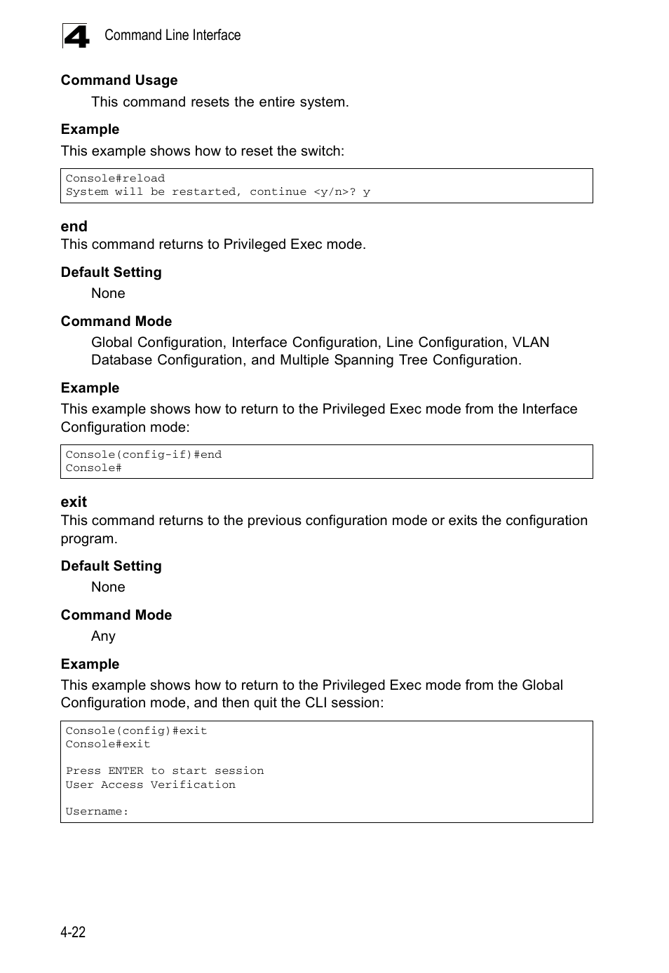 Exit, End 4-22 exit 4-22, End (4-22) | Accton Technology ES5508 User Manual | Page 234 / 446