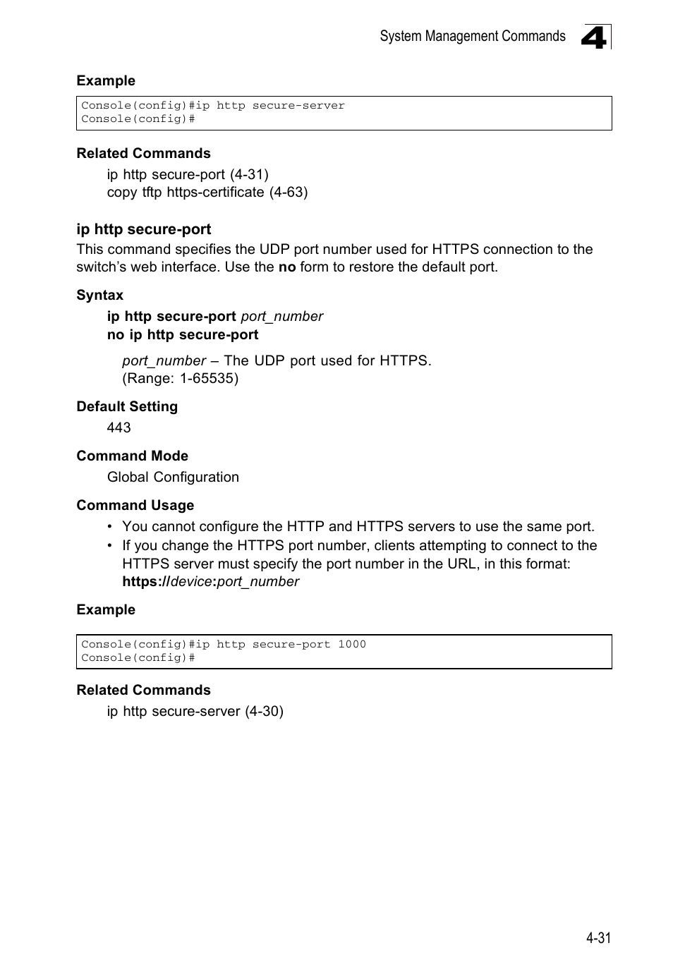 Ip http secure-port | Accton Technology ES5508 User Manual | Page 243 / 446
