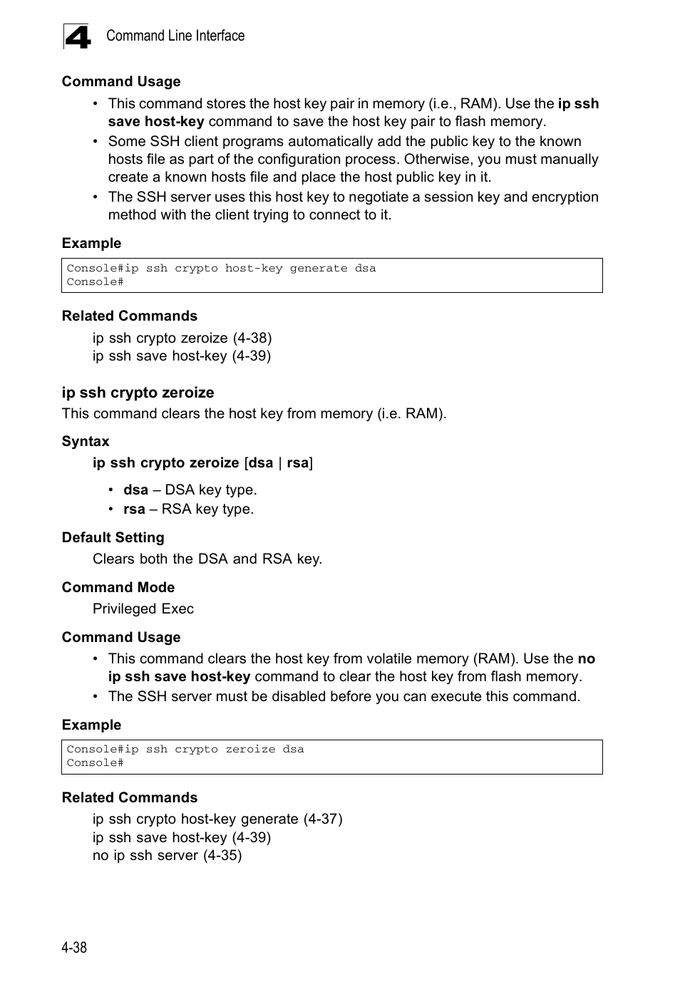 Ip ssh crypto zeroize | Accton Technology ES5508 User Manual | Page 250 / 446