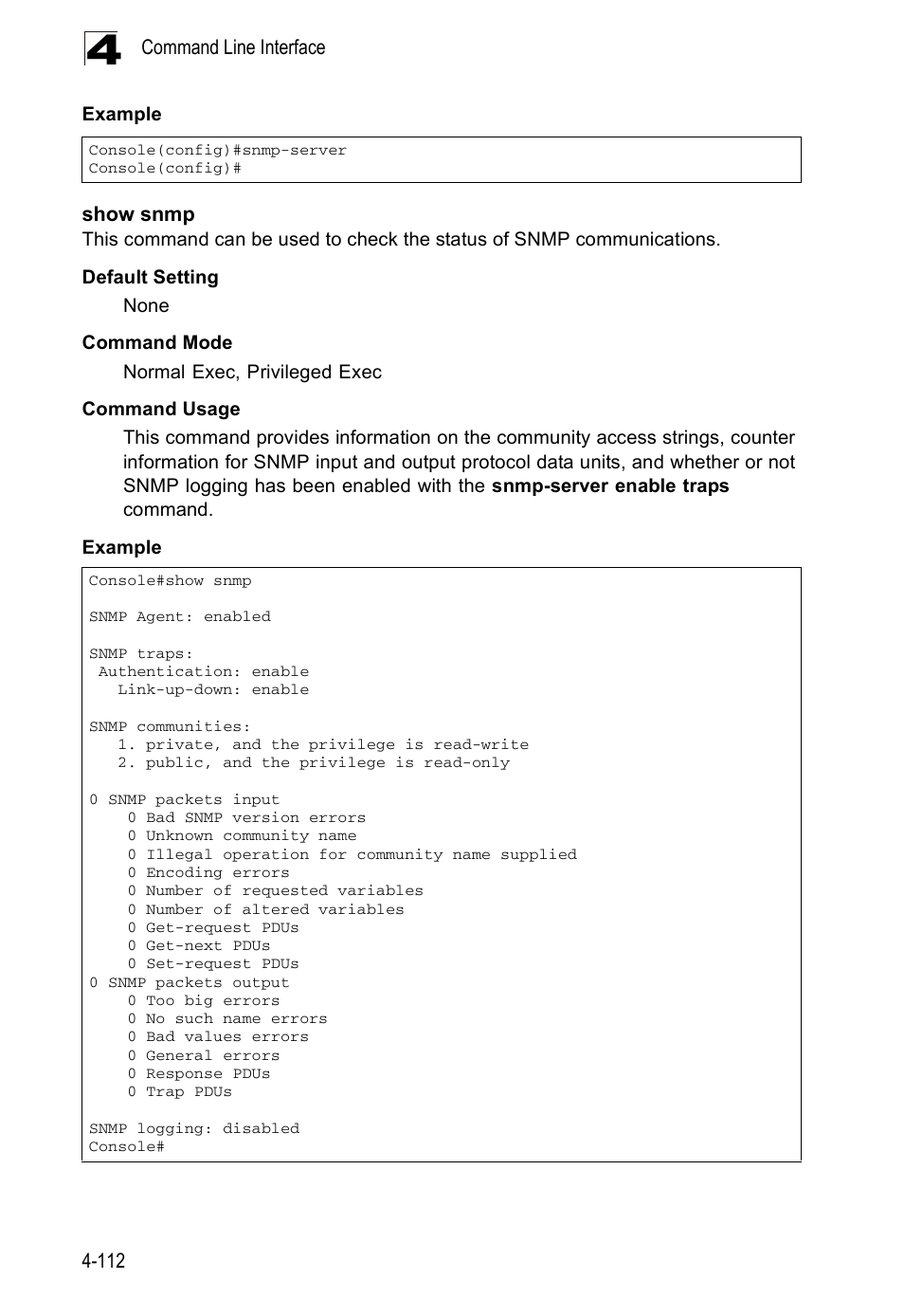 Show snmp | Accton Technology ES5508 User Manual | Page 324 / 446