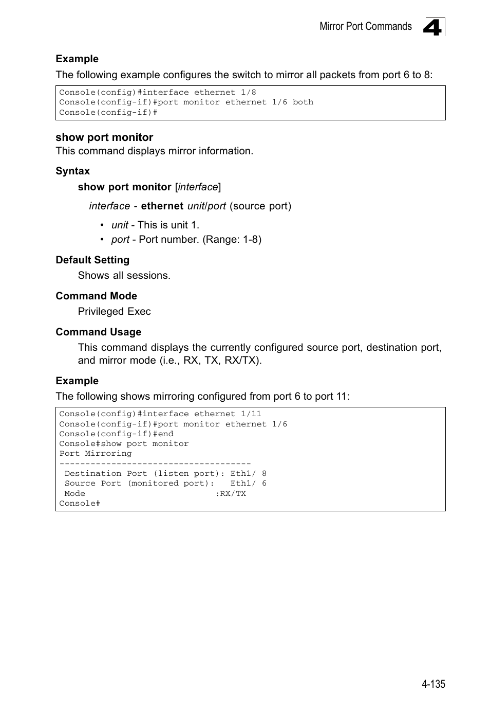 Show port monitor | Accton Technology ES5508 User Manual | Page 347 / 446