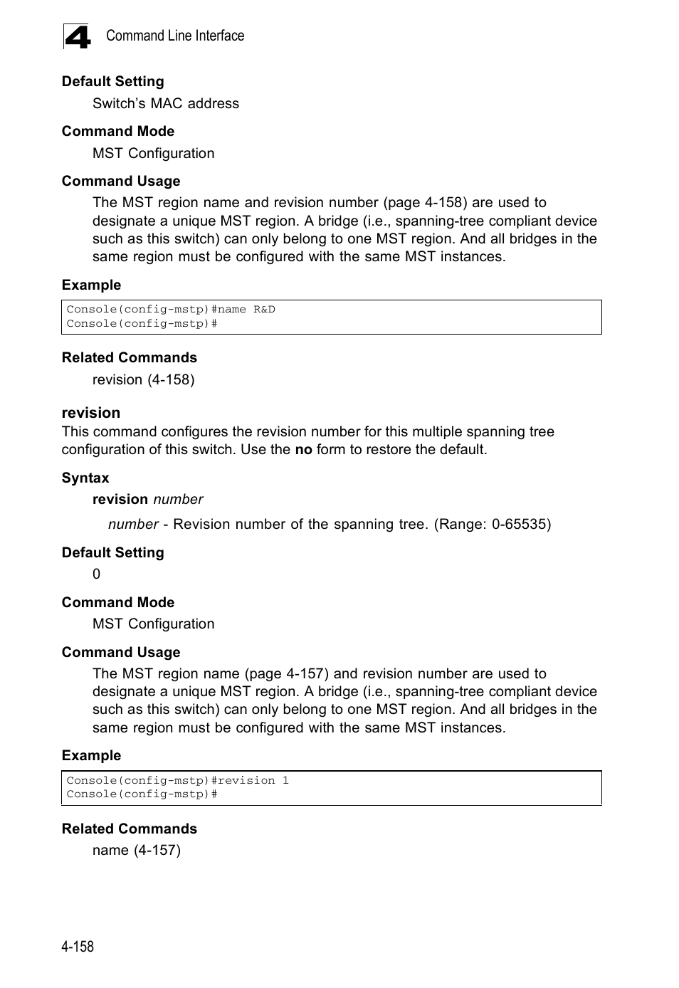 Revision, Revision 4-158, Revision (4-158) | Accton Technology ES5508 User Manual | Page 370 / 446