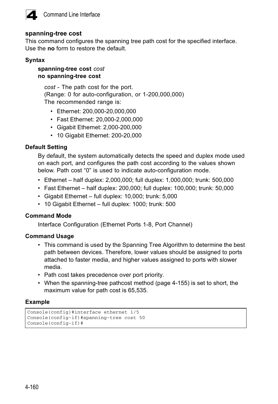 Spanning-tree cost | Accton Technology ES5508 User Manual | Page 372 / 446