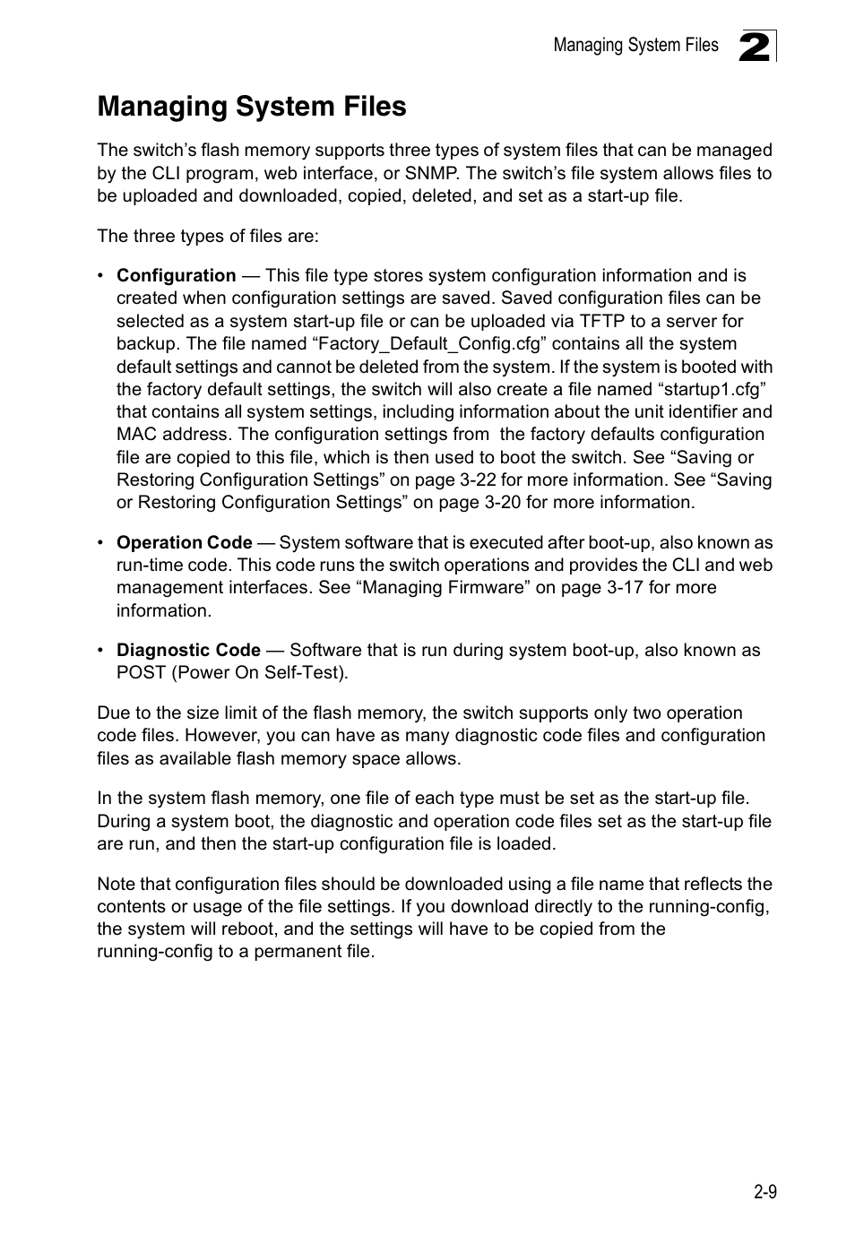 Managing system files | Accton Technology ES5508 User Manual | Page 39 / 446