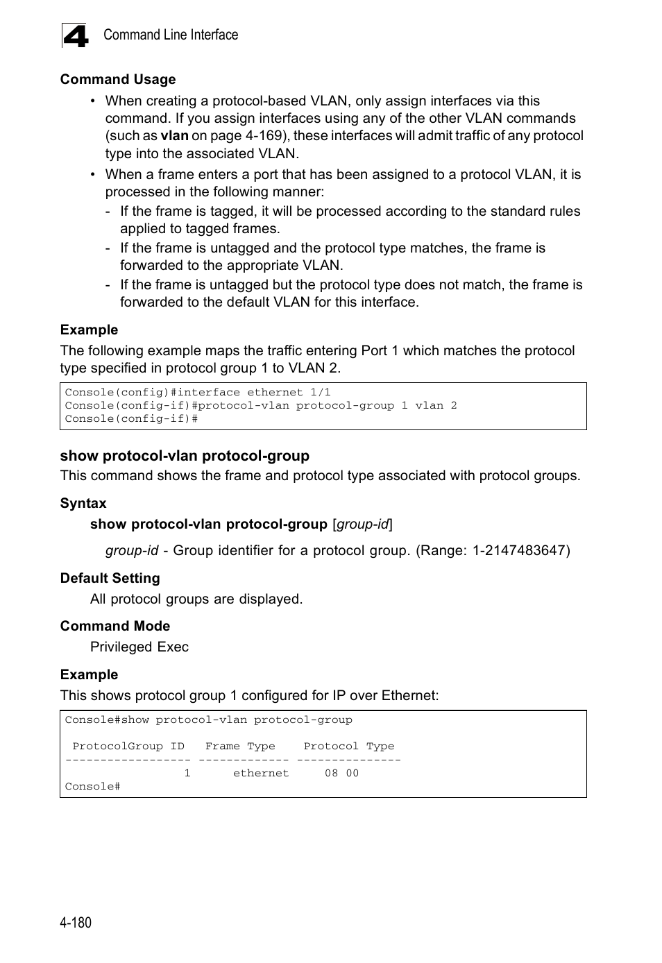 Show protocol-vlan protocol-group | Accton Technology ES5508 User Manual | Page 392 / 446