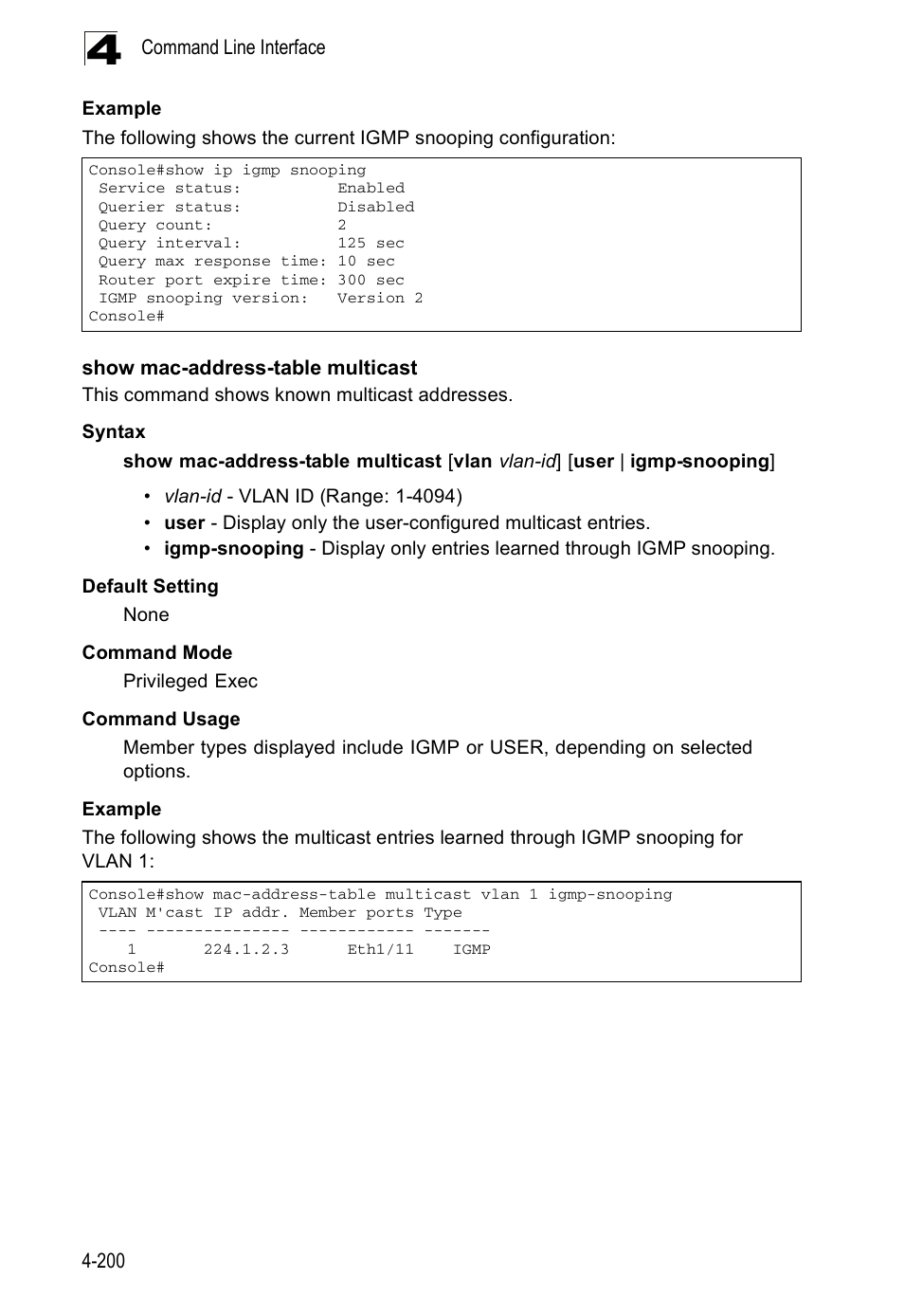 Show mac-address-table multicast | Accton Technology ES5508 User Manual | Page 412 / 446