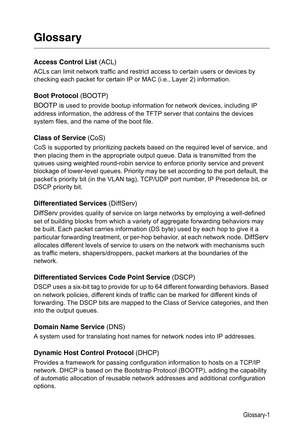 Glossary | Accton Technology ES5508 User Manual | Page 435 / 446