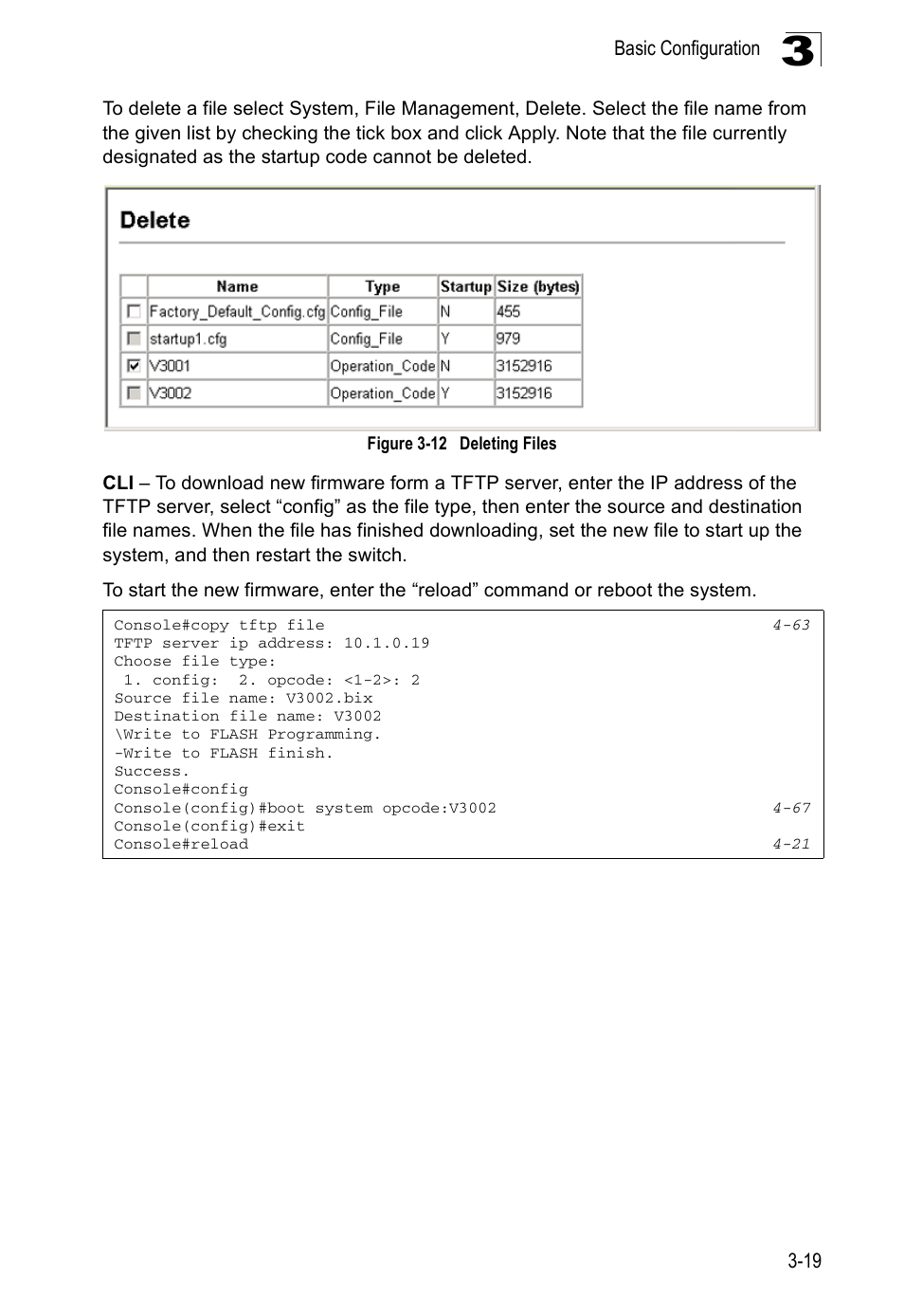 Figure 3-12, Deleting files | Accton Technology ES5508 User Manual | Page 59 / 446
