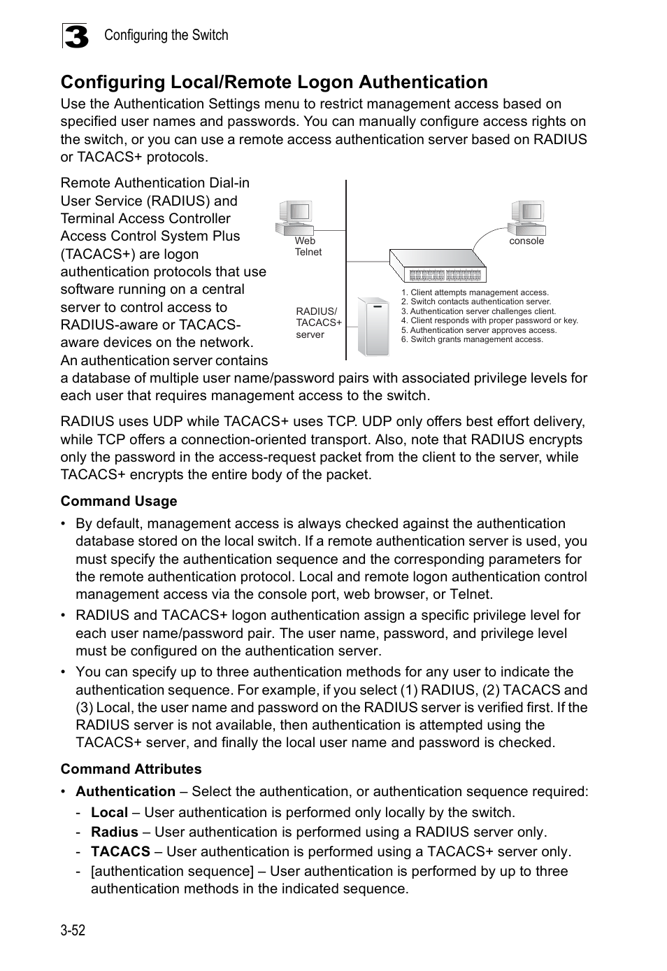 Configuring local/remote logon authentication | Accton Technology ES5508 User Manual | Page 92 / 446