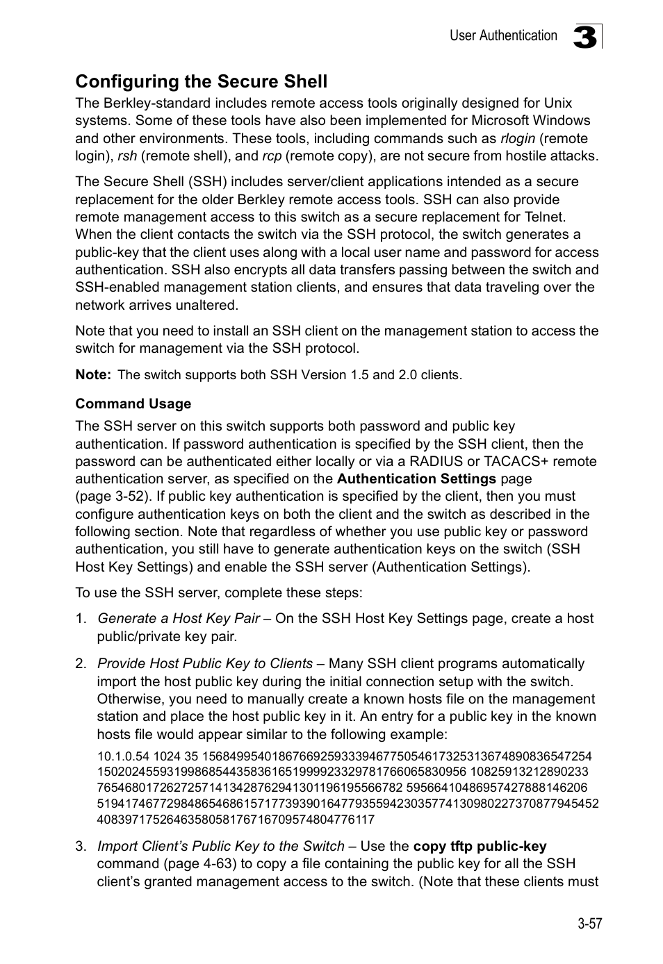 Configuring the secure shell | Accton Technology ES5508 User Manual | Page 97 / 446